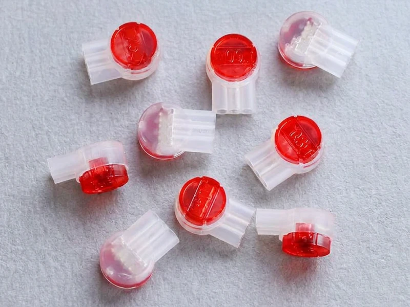 UR2 red gel-filled IDC splice connectors scattered view